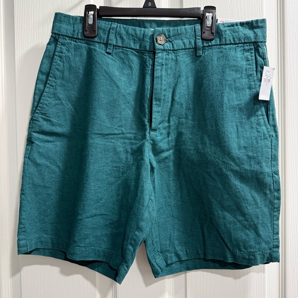 Old Navy Rotation Chino Linen-Blend Shorts In Dark Wash Teal Size 31 Slim